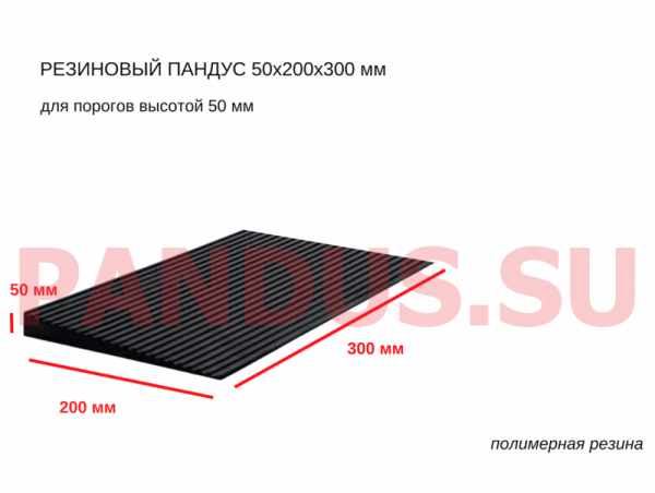 Пандус пороговый резиновый  50х200х300 мм